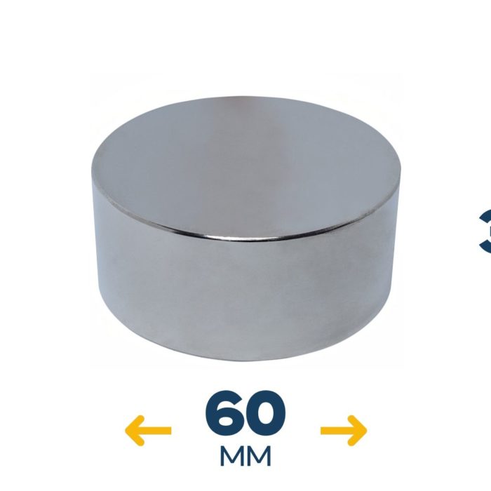 Неодимовый магнитный диск 60×30 мм (140 кг, N42)