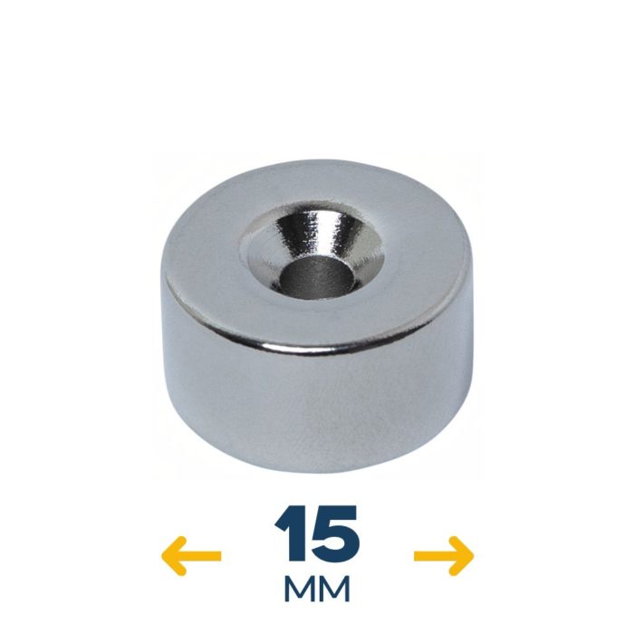 Неодимовый магнитный диск 15×8 мм с зенковкой 7/3,5 мм (~5,8 кг)