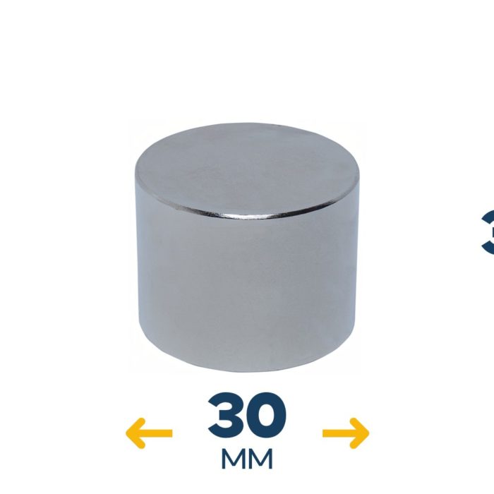 Неодимовый магнитный диск 30×30 мм (48 кг, N42)