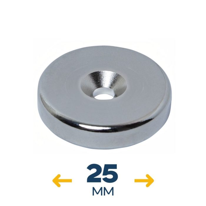 Неодимовый магнитный диск 25×3 мм с зенковкой 7/3,5 мм (~5 кг)
