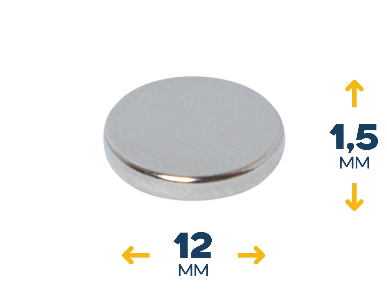 Неодимовый магнитный диск 12×1,5 мм (~1,3 кг)