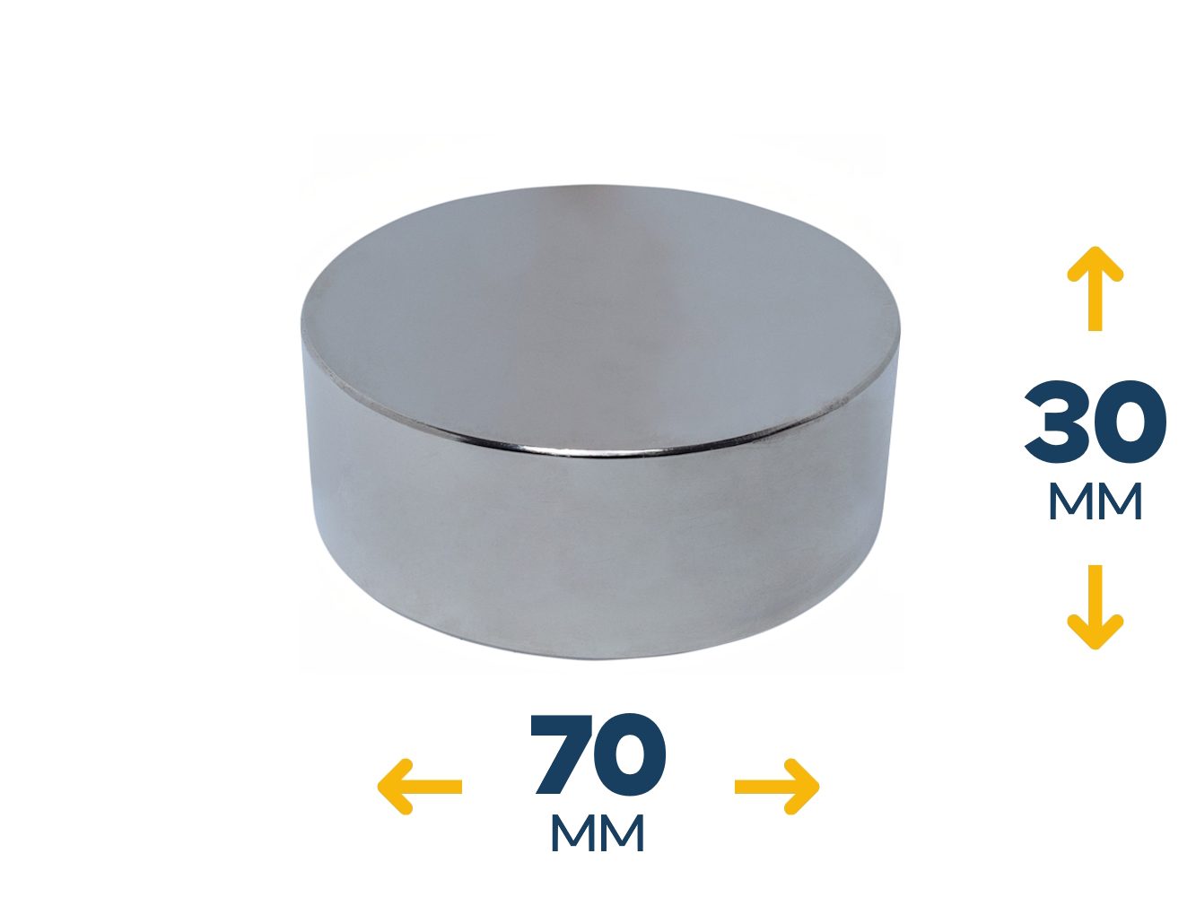 Неодимовый магнитный диск 70×30 мм (160 кг, N42)