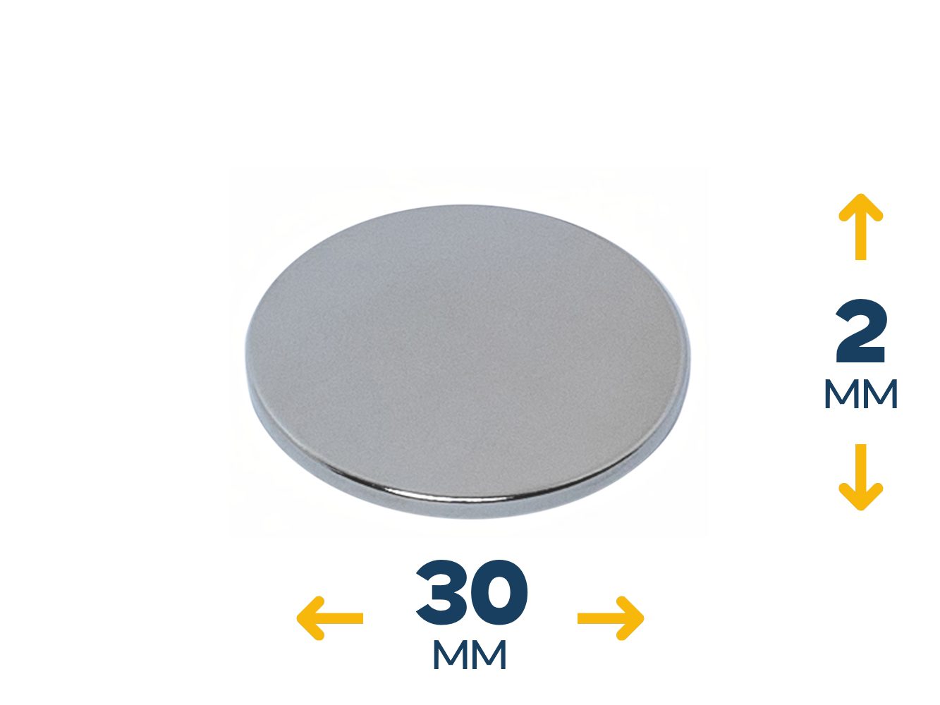 Неодимовый магнитный диск 30×2 мм (4,8 кг, N42)