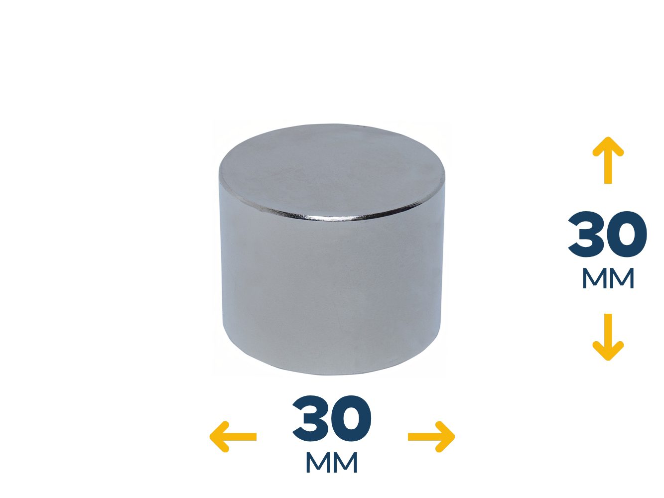Неодимовый магнитный диск 30×30 мм (48 кг, N42)